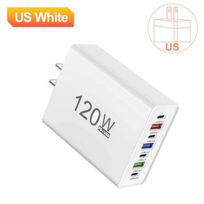 120W Multi-Port Fast Charger Hub (3 USB-A + 4 USB-C)